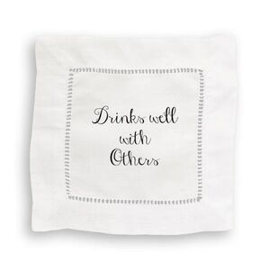 NWT French Graffiti White Beverage Napkins with 'Drinks Well with Others' Script